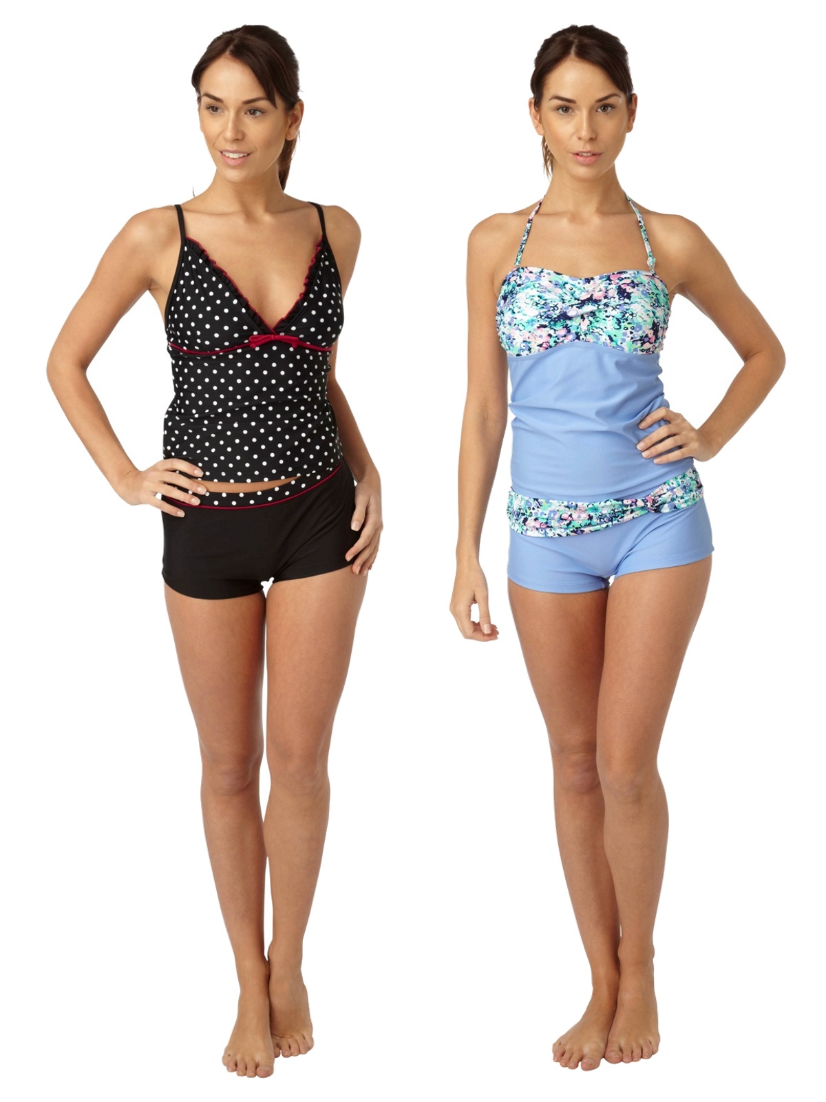 Womens Tankini Set Vest Top + Shorts Summer Beach Ladies Swimwear Size
